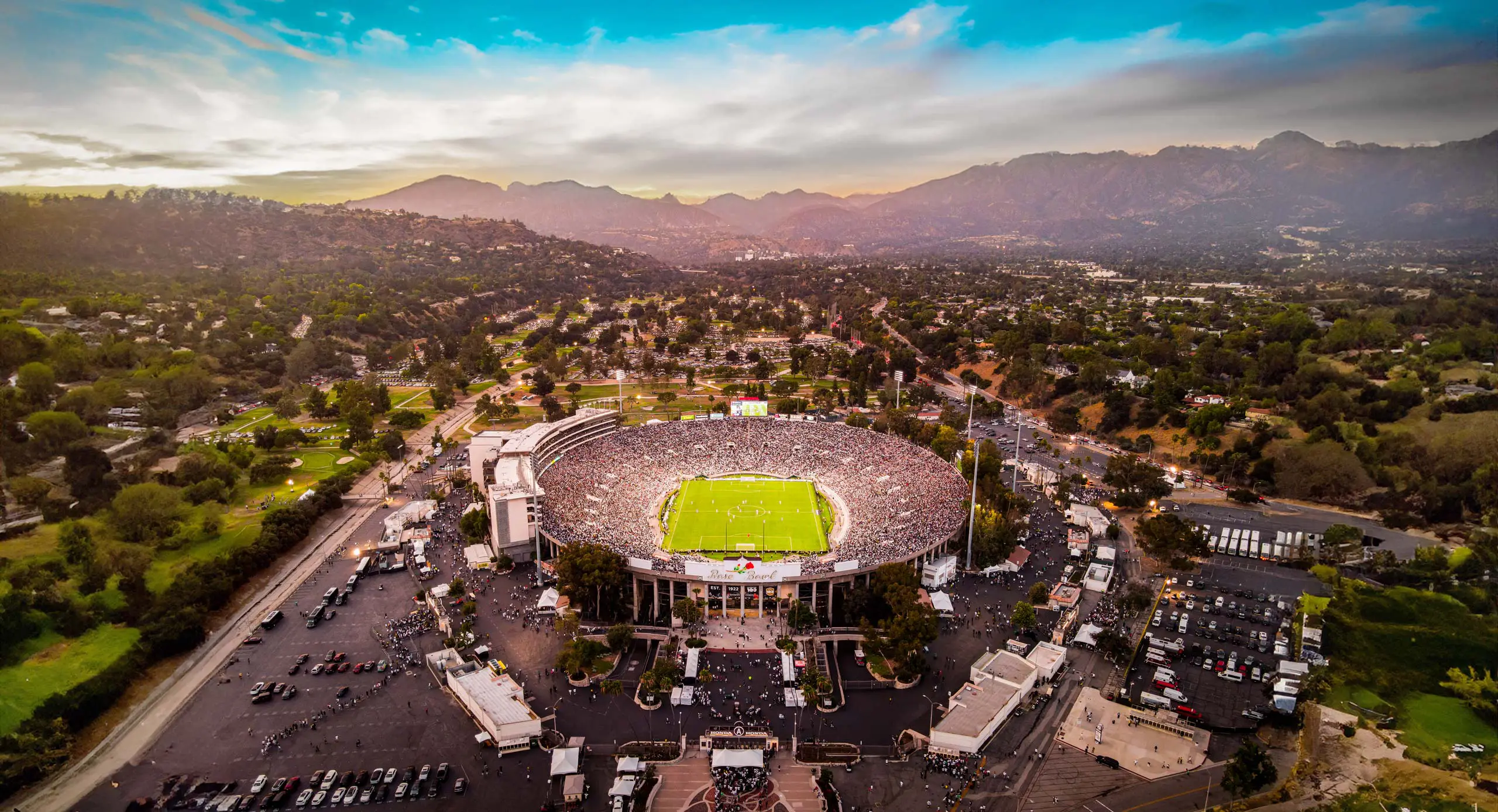 Aerial view of the rose bowl