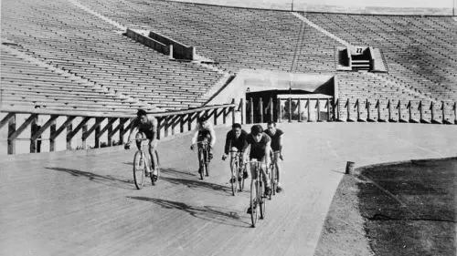 cyclists in black and white